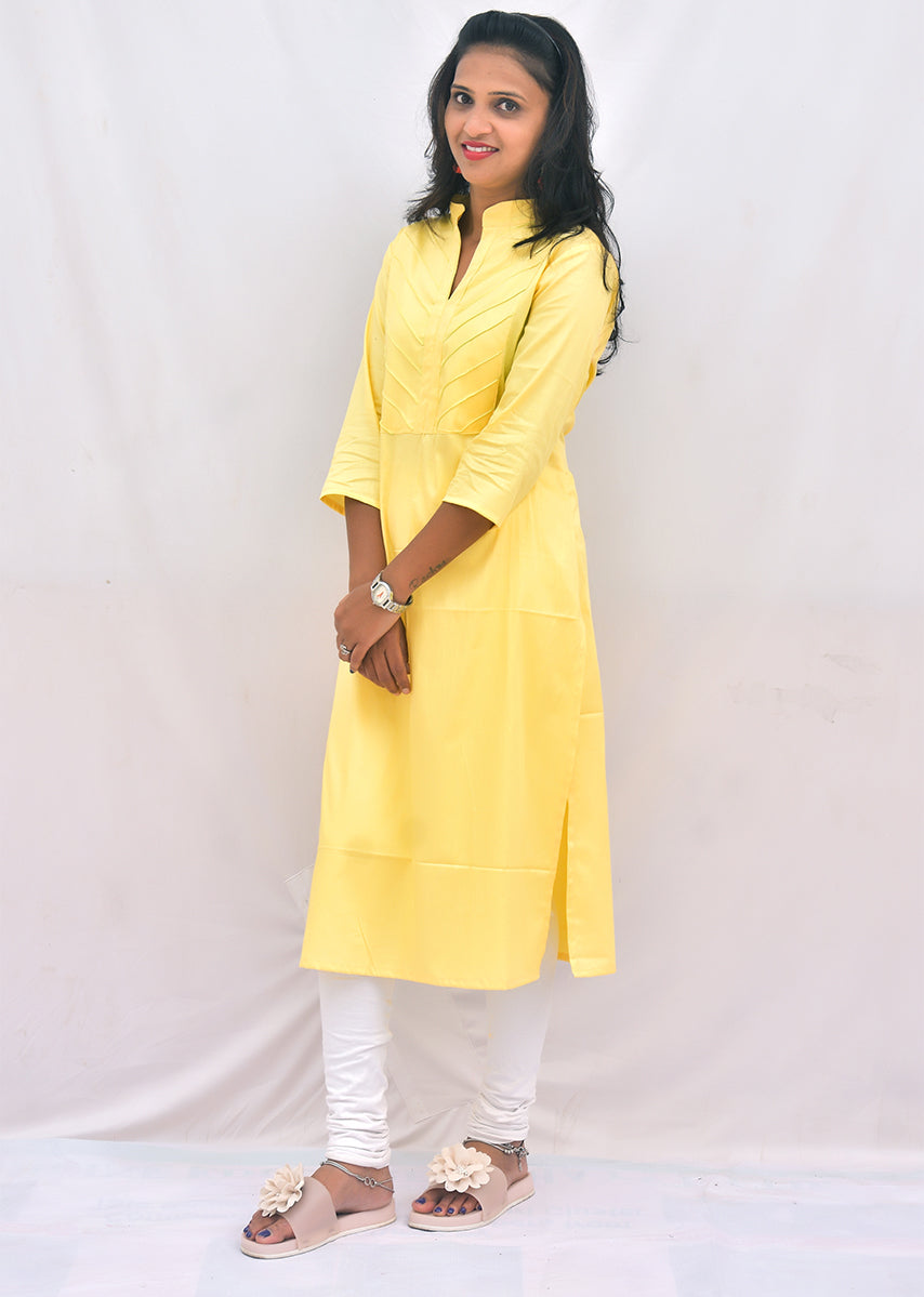 Light Yellow Colour Rayon Silk Kurti With Beautiful Aari Embroidery Gives  Attractive Look To The Wearer., रेयॉन कुर्ती फ़ैब्रिक - Kyra International,  Jammu | ID: 25409255073