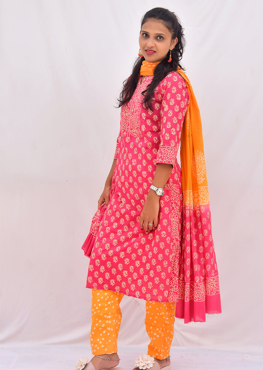 Orange and Pink Booti Kurti With Sharara / Girls Ethnic / Girls Indian  Dress / Girls Party Dress/ Indian Wear/ Diwali Dress - Etsy